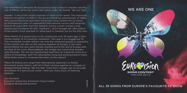 Eurovision Song Contest 2013; Malmo we Are One : Front + Inlay